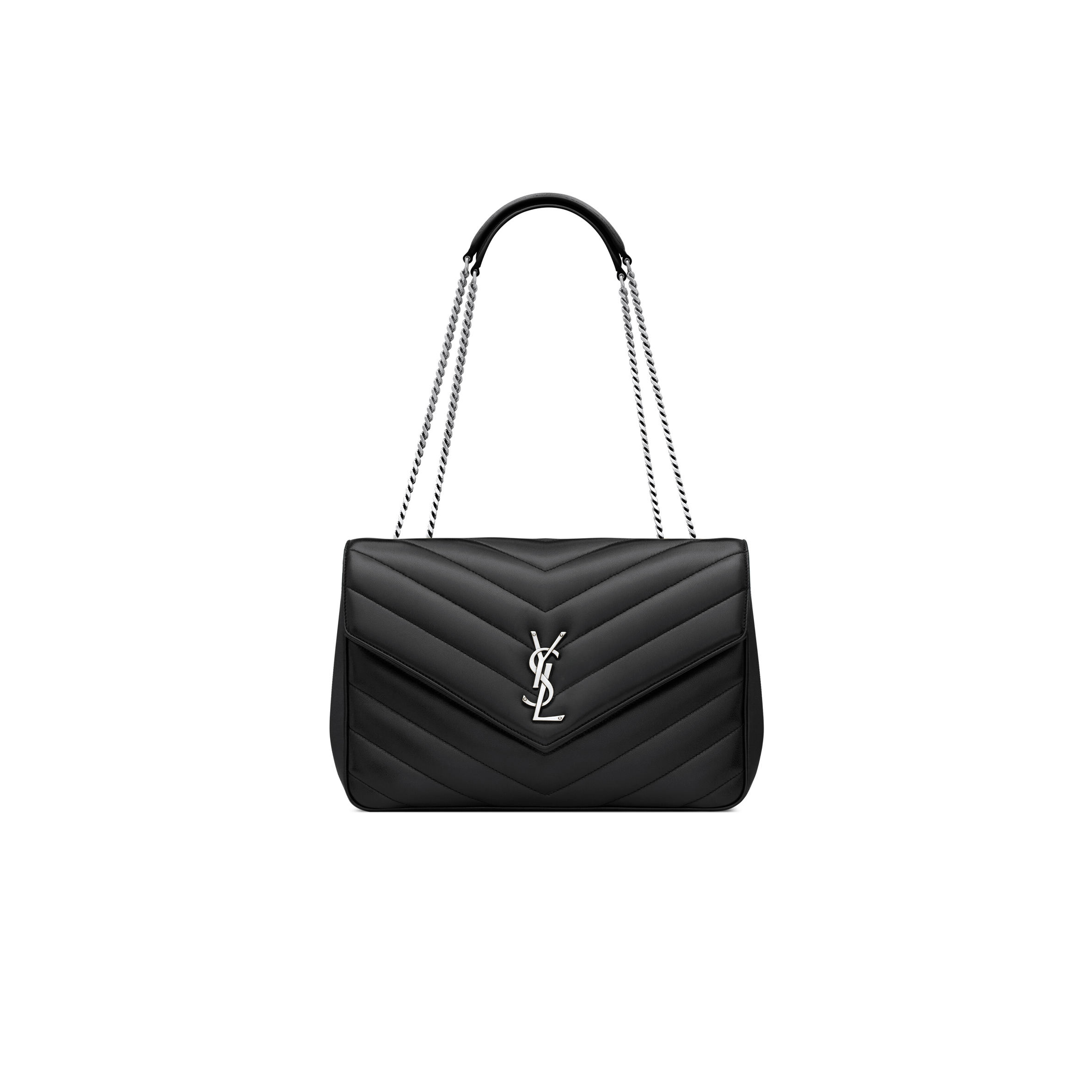 YSL LOULOU LARGE IN MATELASSÉ LAMBSKIN 803541AAE4Y1000 (32*22*10cm)